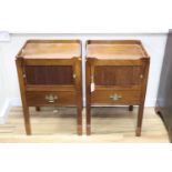 A pair of George III mahogany tray top commodes, width 50cm, depth 41cm, height 78cm