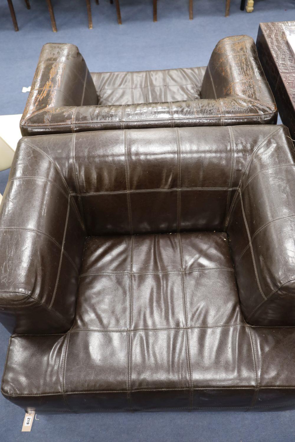 A pair of Andrew Martin brown leather armchairs, width 100cm depth 84cm height 70cm - Image 2 of 3