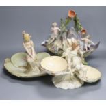 A Victorian Royal Worcester figural centrepiece, 20cm high, restored, an Austrian serving dish