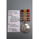 A Queen's South Africa medal with 5 clasps to L.Corpl. W.Chapman 7th Dragoon Guards with Belfast,