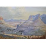 Ailsa West, oil on canvas laid on board, North American mountain landscape, signed, 55 x 69cm