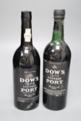 Two bottles of Dow's vintage port; 1970 and 1975