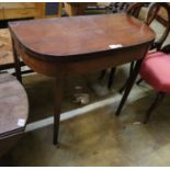 A George III mahogany folding card table, width 91cm, depth 45cm, height 77cm