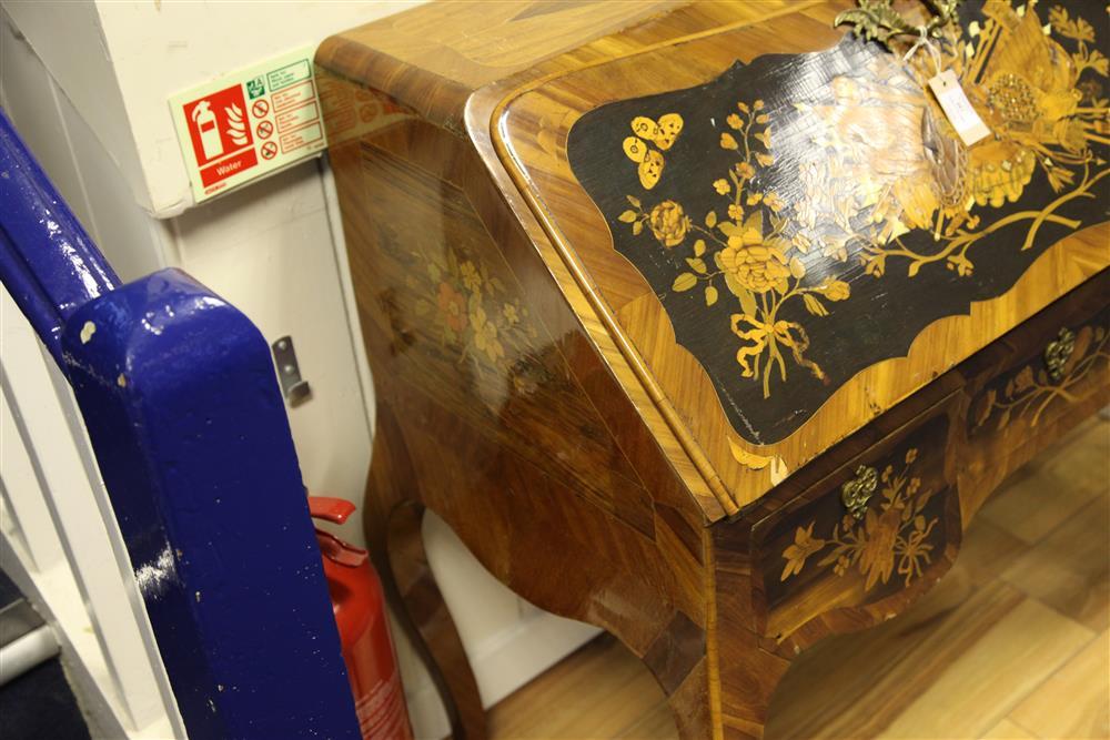 A German rococo marquetry bureau de dame, c.1765, in the manner of the Spindle Brothers, the fall - Image 4 of 10