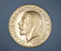 A George V 1914 gold sovereign.