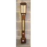 A Victorian oak stick barometer, height 98cm