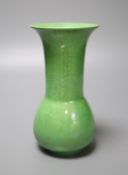 A Ruskin green glazed vase, impressed date 1923, 20cmCONDITION: Professional restoration at neck-