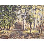 Fred Hall (1860-1948), oil on canvas board, Hunt Camp, Canoeshed Lake, Gogama, Canada, signed, 39