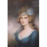 After John Russell (1745-1806), pastel on paper, Portrait of an 18th century lady, 74 x