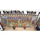 An Eastern European folk art carved and painted wood dog cart wedding gift, 72cm x 108cm