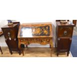 A pair of Regency brass inlaid mahogany pedestal cabinets, width 40cm, depth 46cm, height 99cm