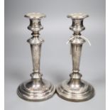 A pair of William IV silver pillar candlesticks, Sheffield 1832, Henry Wilkinson & Co, 23.4cm,