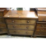 A Victorian mahogany chest of three long drawers, width 94cm, depth 53cm, height 92cm