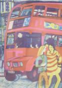 Rupert Shephard (1909-1992), linocut, 'The Bus', signed, numbered 56/60, 51 x 41cmCONDITION: