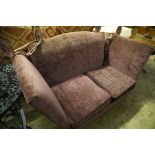 A Knole settee upholstered in mauve fabric, 170 x 80cm, height 92cm