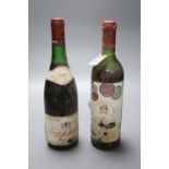 A bottle of Chateau Mouton Rothschild Pauillac 1978 and a bottle of Crozes Hermitage 1979