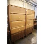 A pair of mid century RAF Staverton oak bookcases, both stencil marked to backs