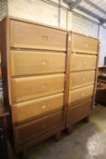 A pair of mid century RAF Staverton oak bookcases, both stencil marked to backs