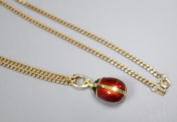 Victor Meyer for Faberge, an 18ct yellow gold and enamel 'ladybird' pendant set with diamond eyes (