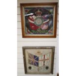 Early 20th century woolwork 'Gibraltar' panels and 'Lucknow Heroes', largest 42 x 45cm