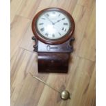 A Victorian mahogany drop dial wall clock, 24cm convex dial signed Player, Reading, single fusee