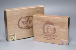 An unopened box of 25 Don Melo Santa Rosa de copan Honduras cigars and a similar box of Flor de