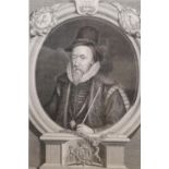 An 18th century engraved portrait of Thomas Sackville, Earl of Dorset, overall 48 x 34cm