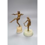 Two Art Deco bronzed figures, 21cm and 17cm
