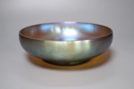 A WMF iridescent glass bowl, 20cmCONDITION: One tiny nick to inside edge of rim, size of pinhead;