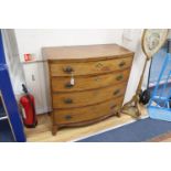 A Regency mahogany bowfront chest of four long drawers, width 101cm, depth 48cm, height 102cm