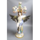 A majolica five branch candelabra, Cantagalli, height 62cm