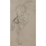 Albert R., pencil on paper, Study of a Japanese mother and child, signed and dated '09, 32 x 17.5cm