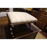 A Victorian mahogany X frame dressing stool, width 59cm, depth 54cm, height 40cm