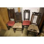 A pair of 17th century oak chairs and two others
