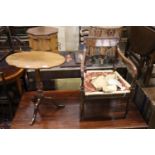 A Regency mahogany carver and a tripod table, width 60cm, 68cm high