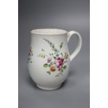 A Worcester bell-shaped mug, c.1760, painted with floral sprays, 12cm, ex Sir Jeremy Levy collection