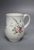 A Worcester bell-shaped mug, c.1760, painted with floral sprays, 12cm, ex Sir Jeremy Levy collection