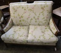 A Wesley Barrell French style three-piece carved and moulded cherrywood-frame suite with floral