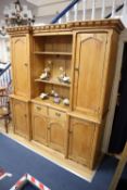 A Victorian pine inverse breakfront dresser, width 170cm, depth 50cm, height 196cm