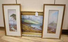 Douglas H. Pinder,a pair of gouache drawings,'Brentor' and 'The Dart', signed, 31 x 11.5cm and a