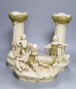 A pair of Royal Dux porcelain vases, 34cm and a near matching bowl, width 25cm