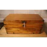 A small brass bound camphorwood trunk, width 84cm, depth 41cm, height 38cm