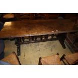 A 17th century style oak refectory table, width 210cm, depth 70cm, height 74cm