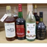 Six bottles of mixed wines and spirits