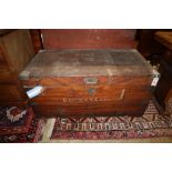 A 19th century Camphorwood trunk, width 103cm, depth 52cm, height 49cm