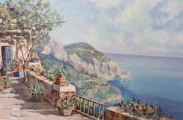 Giannni, oil on canvas, Capri, signed, label verso, 60 x 90cm