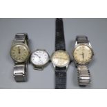 Four assorted wrist watches including West End Watch Co.