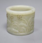 A Chinese pale celadon jade archer's thumb ring