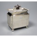 A late Victorian demi fluted silver rectangular tea caddy, Goldsmiths & Silversmiths, London,