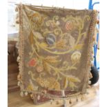 A Victorian tapestry banner face screen, with brass adjustable bracket and clamp
